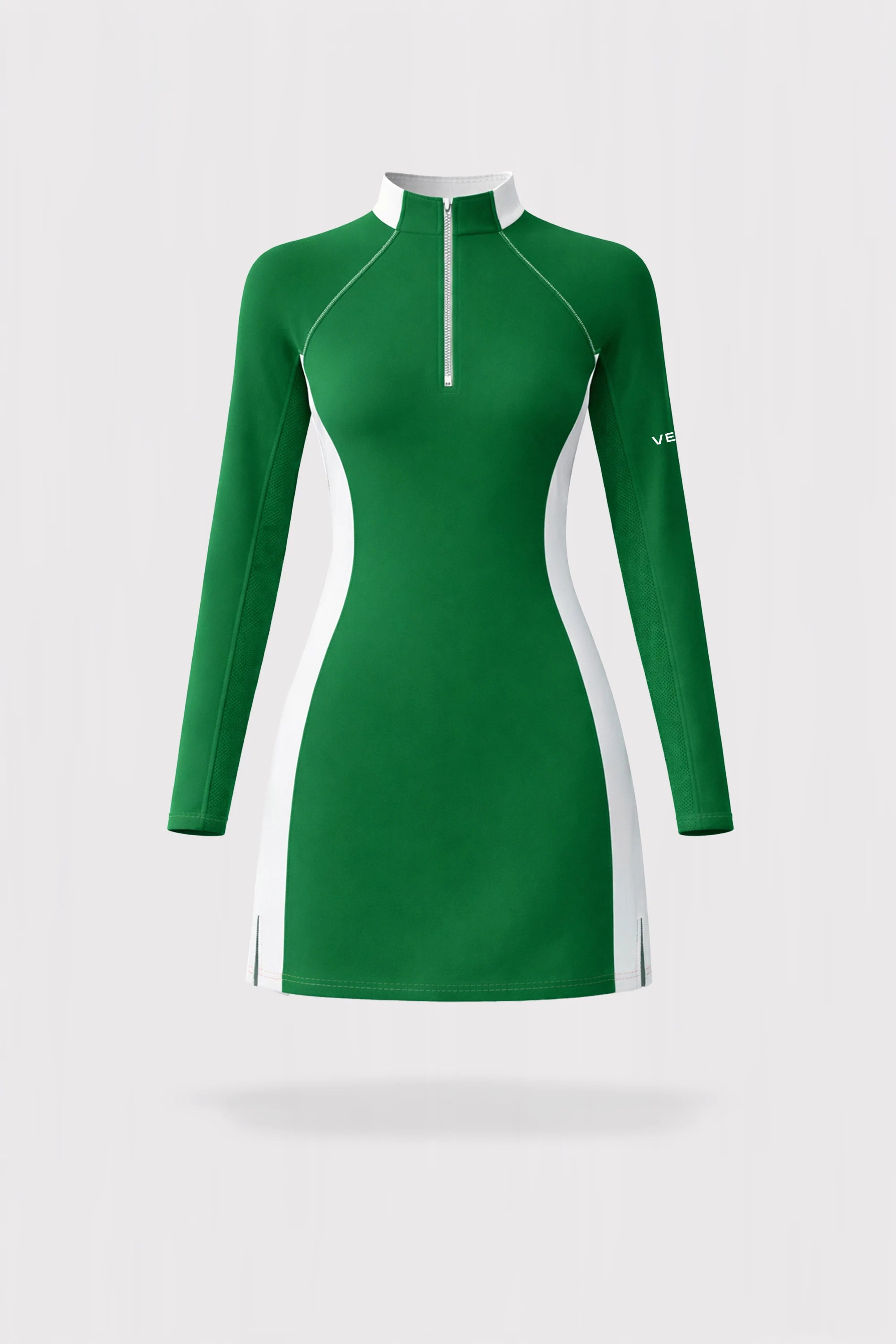 The Long Sleeve Zip Golf Dress - Green