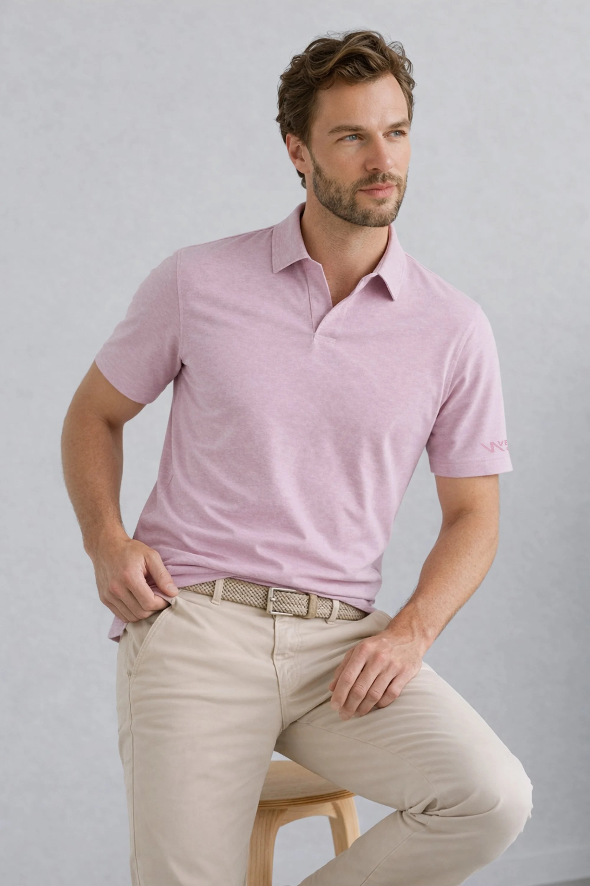 Open Placket Performance Polo - Blush Mist