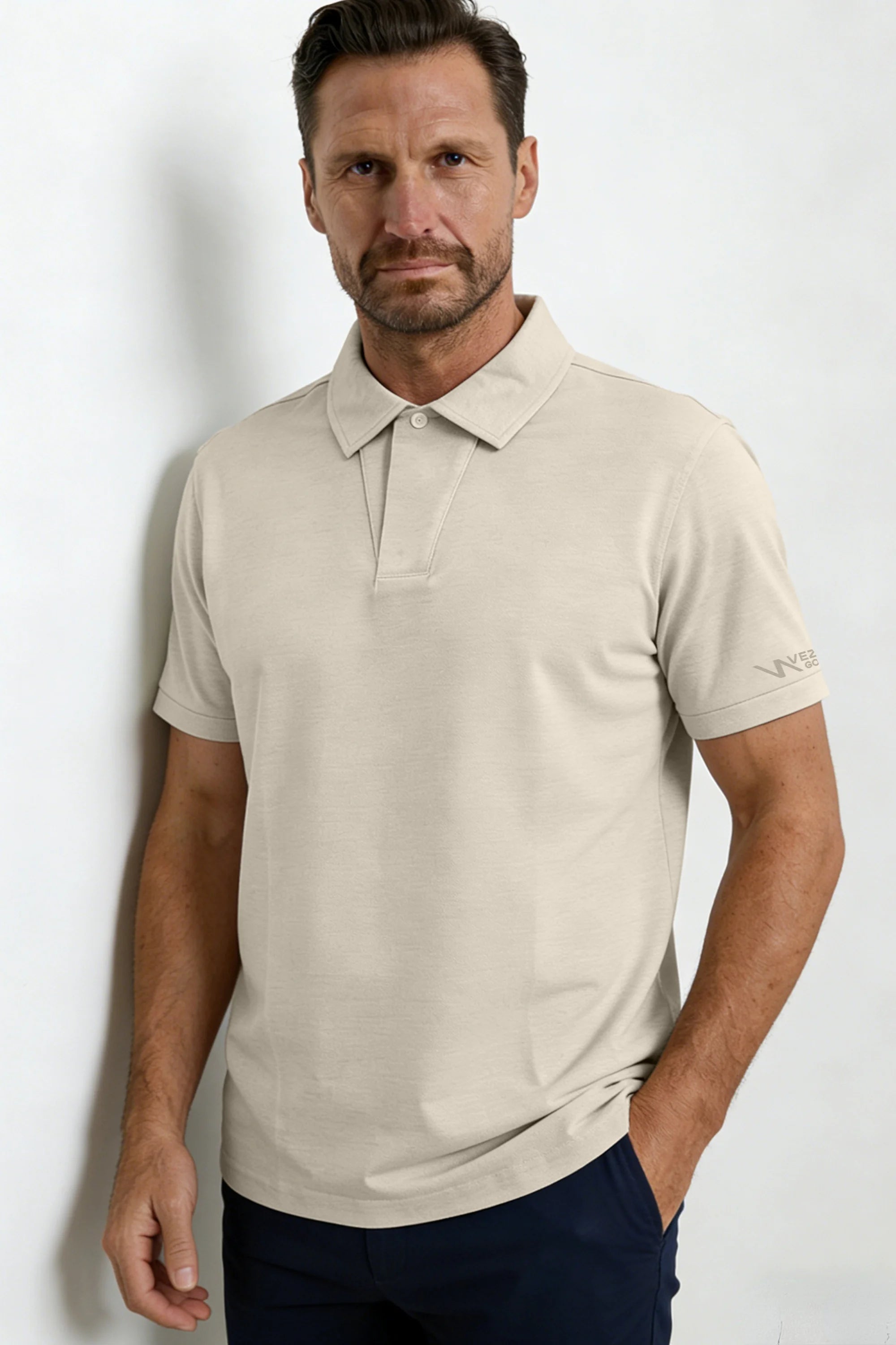 One-Button Performance Polo - Soft Stone
