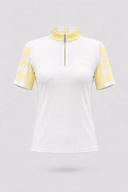 The Contour Zip Neck Top - Yellow Gingham