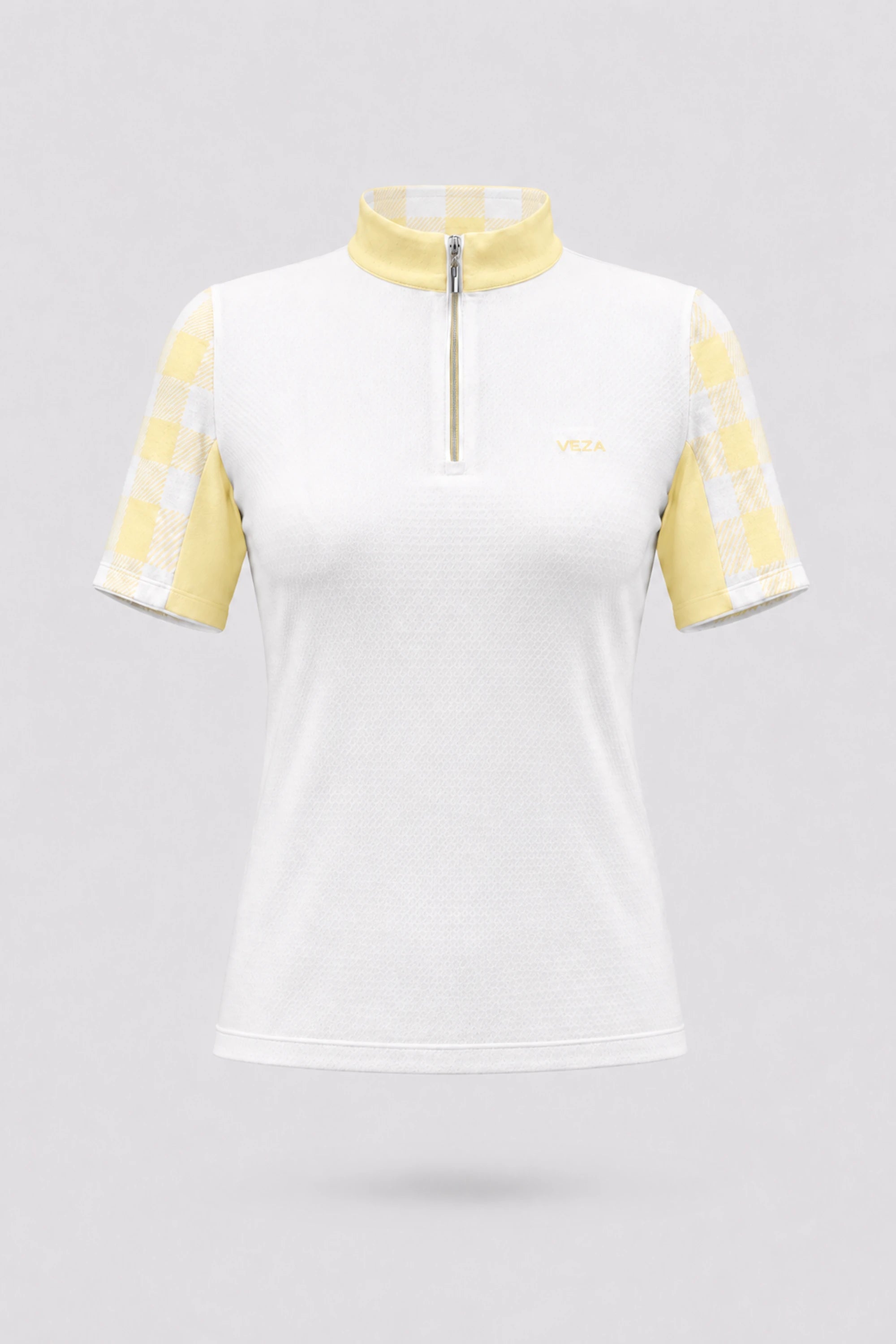 The Contour Zip Neck Top - Yellow Gingham