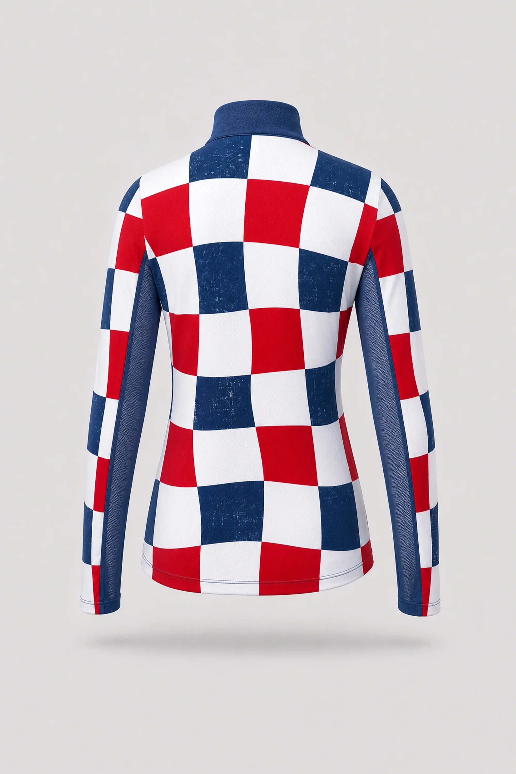 The Long Sleeve Zip Neck Golf Top - Liberty Check