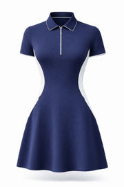 Veza Golf x Boulder Ridge 25/26 Collection Short Sleeve Dress - Midnight Navy