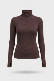 Luxe Stretch Turtleneck - Brown