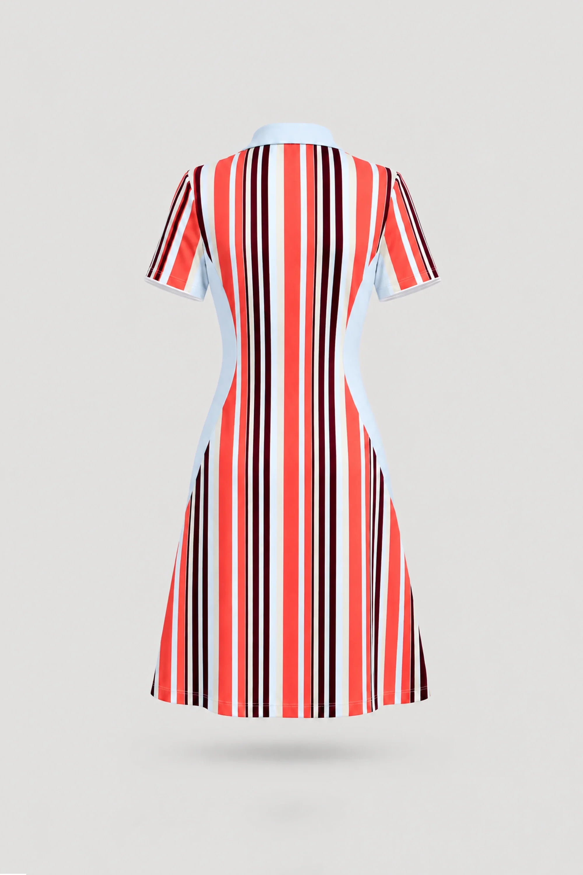 The Contour Zip Polo Golf Dress - Resort Stripe
