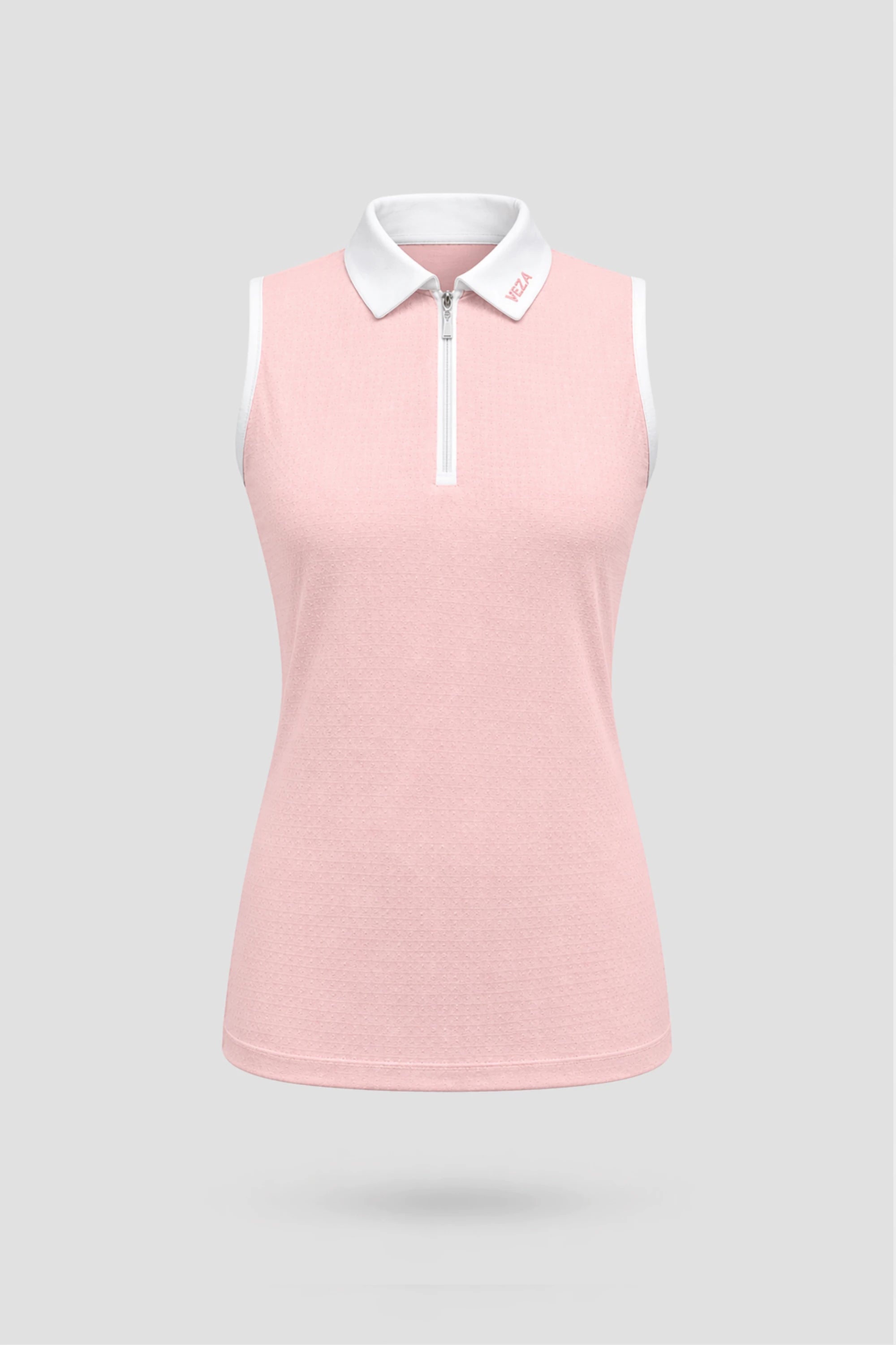 The Sleeveless Zip Neck Golf Polo - Pink