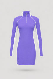 The Long Sleeve Zip Golf Dress - Violet
