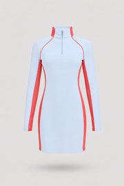 The Long Sleeve Zip Golf Dress - Sky Mist