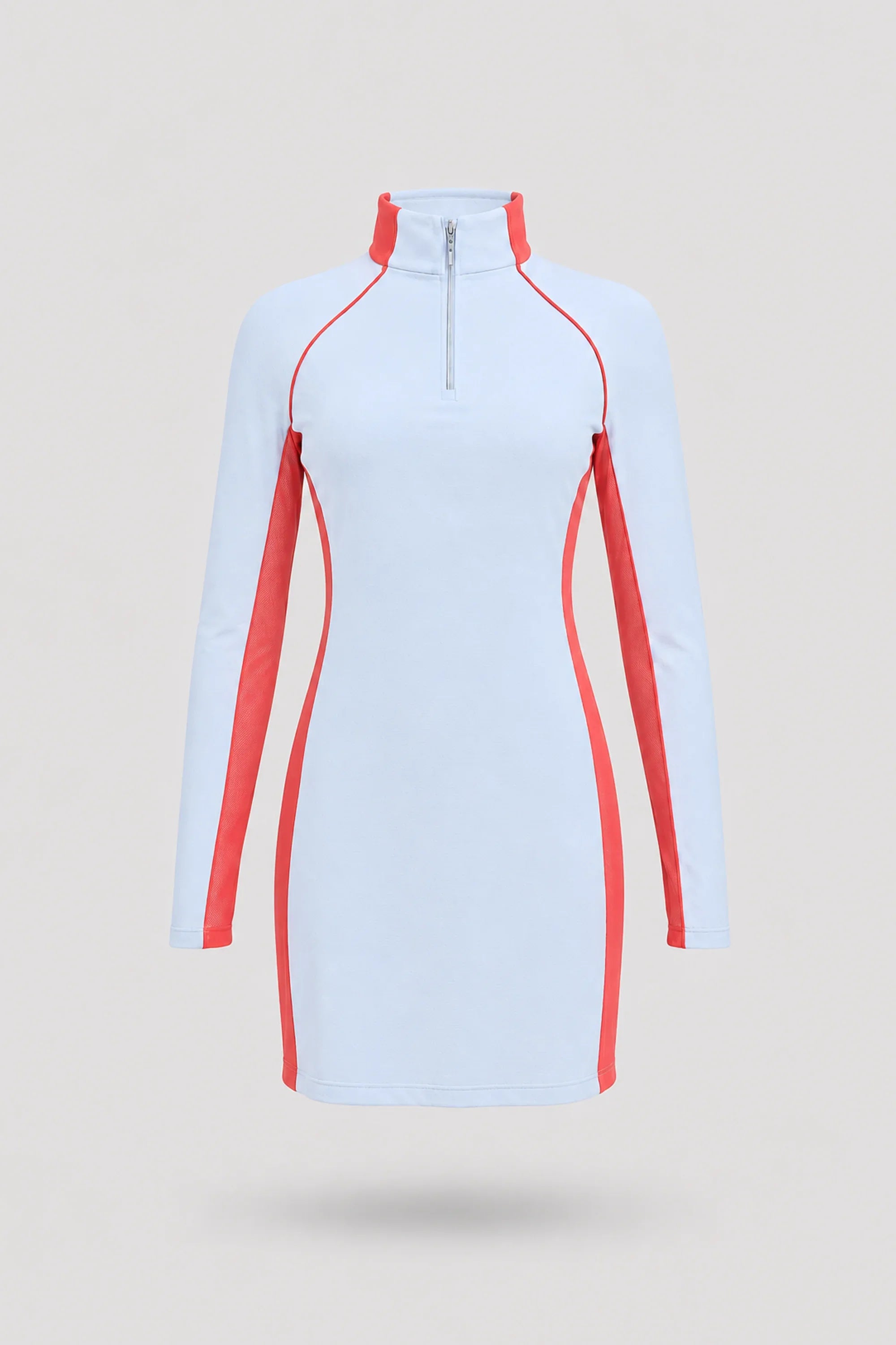 The Long Sleeve Zip Golf Dress - Sky Mist