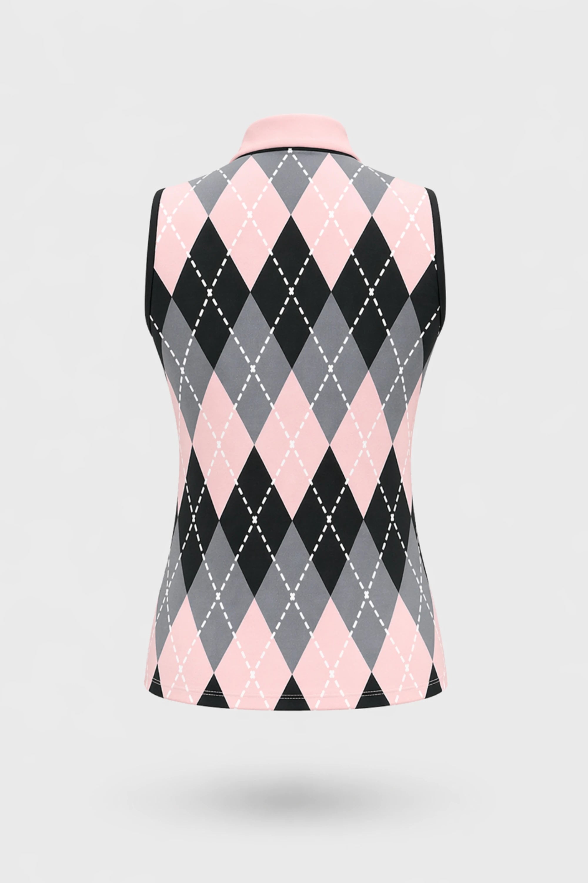 The Sleeveless Zip Neck Golf Polo - Argyle