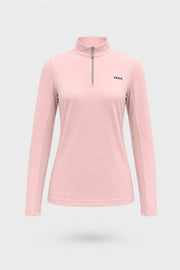 The Long Sleeve Zip Neck Golf Top - Pink