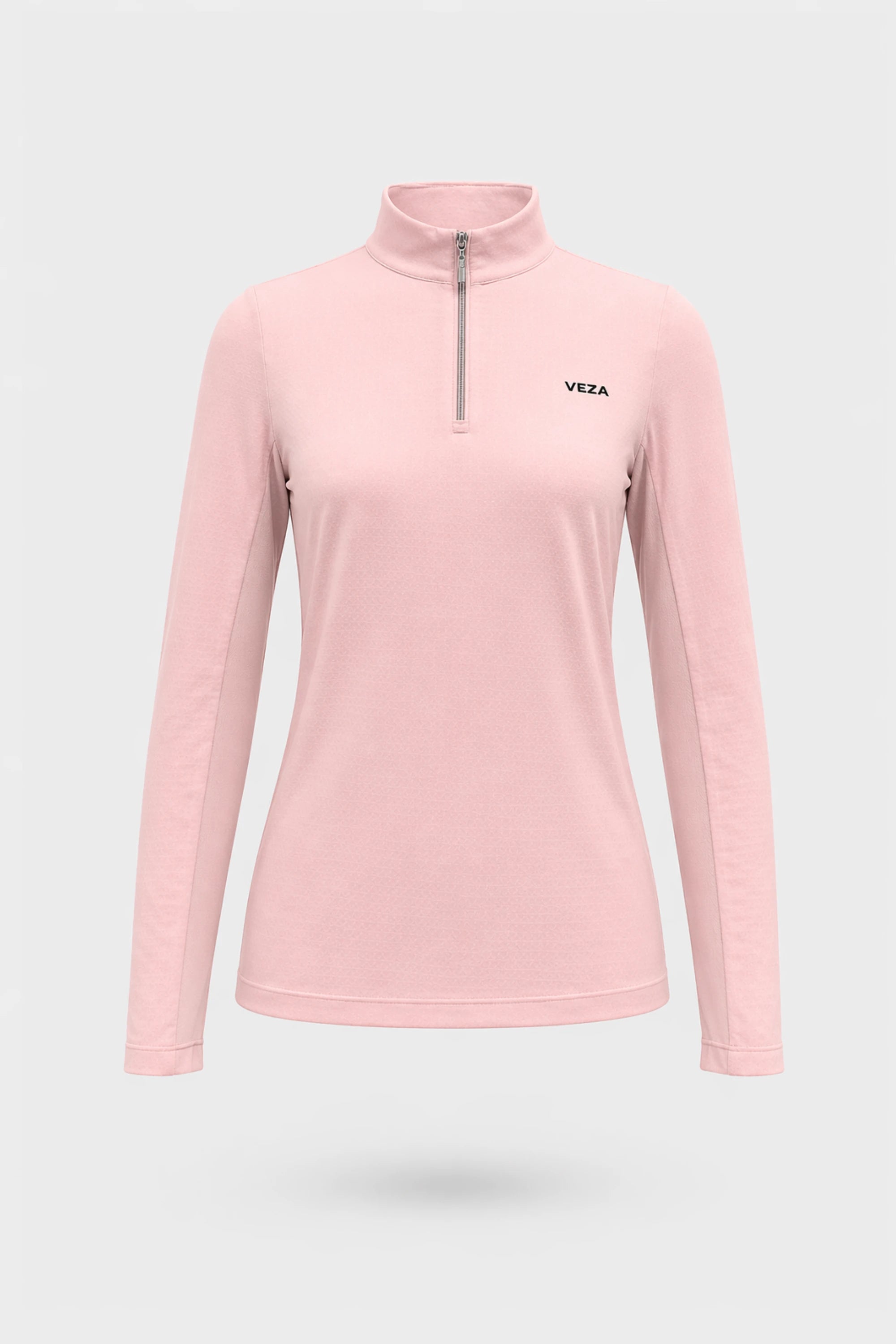 The Long Sleeve Zip Neck Golf Top - Pink