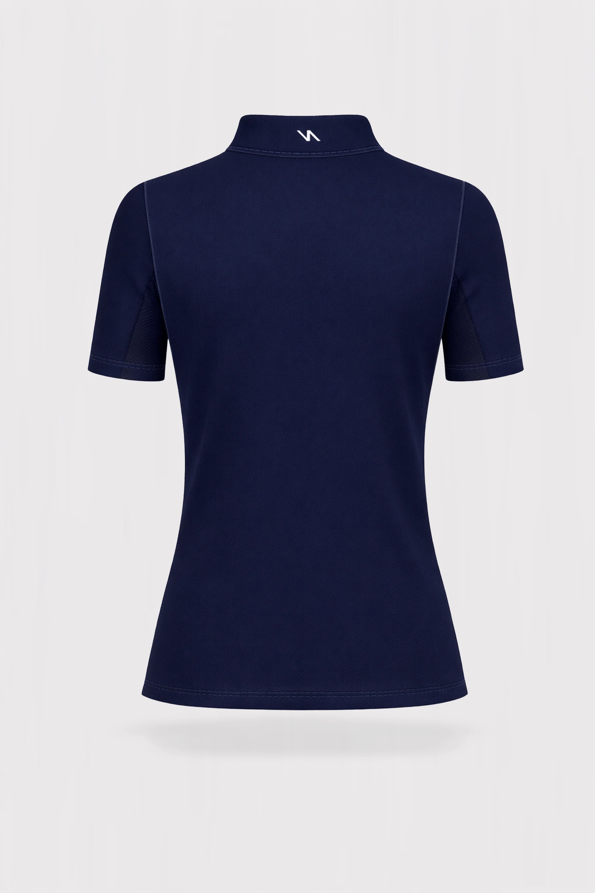 Sapphire Stand Collar Short Sleeve Top Quarter Zip - Navy