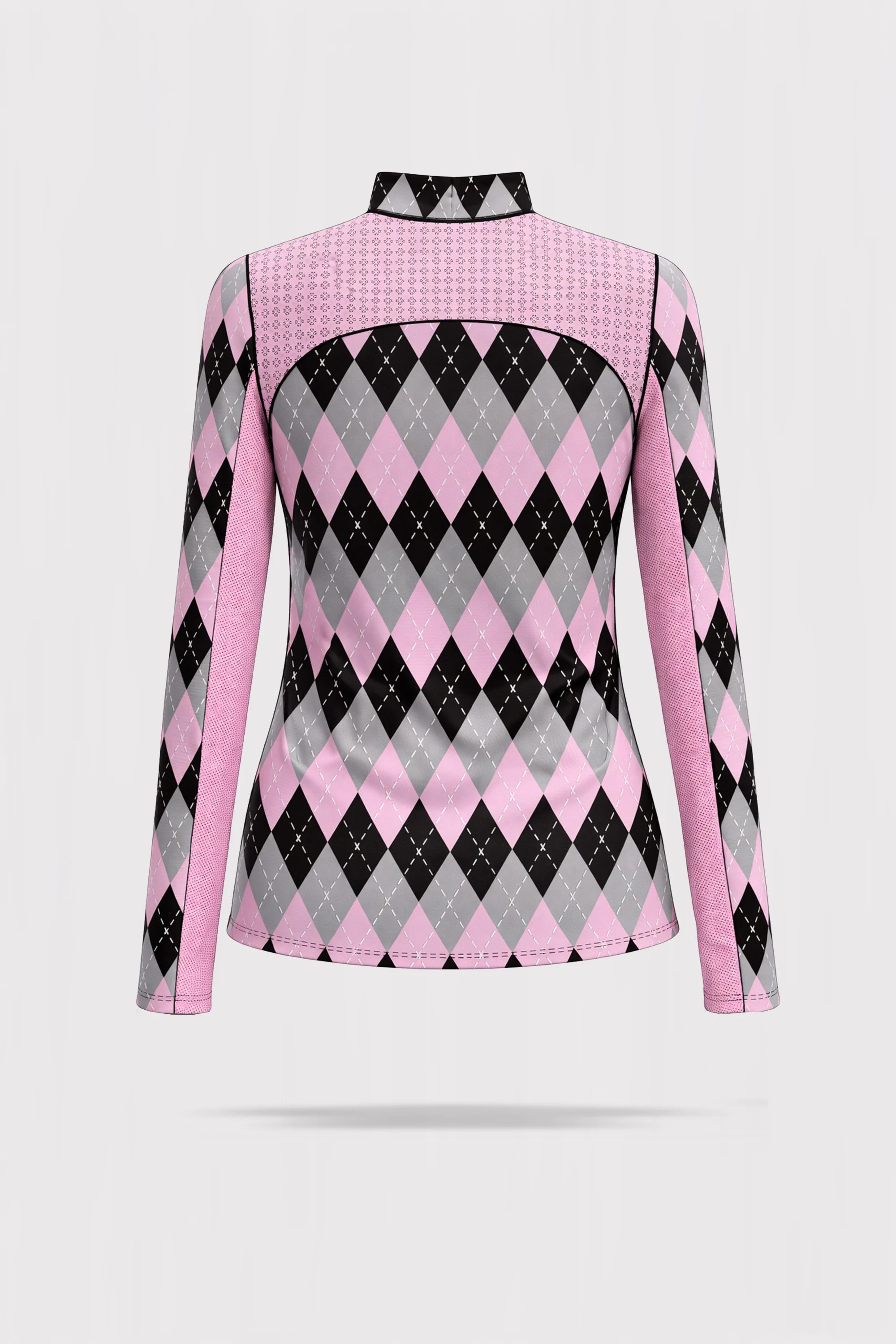 Rosé Long Sleeve Top 1/4 Zip - Argyle