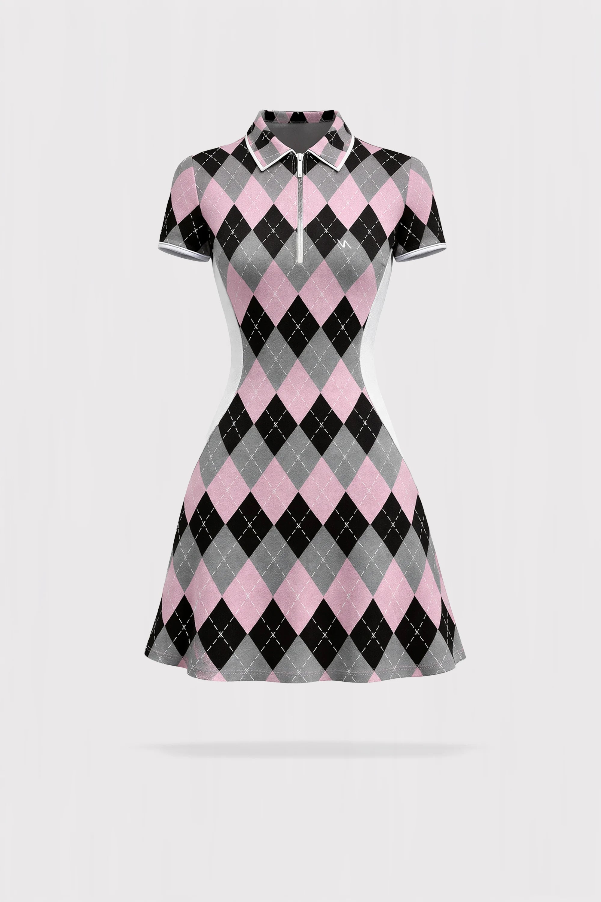 Rosé Short Sleeve Dress - Argyle