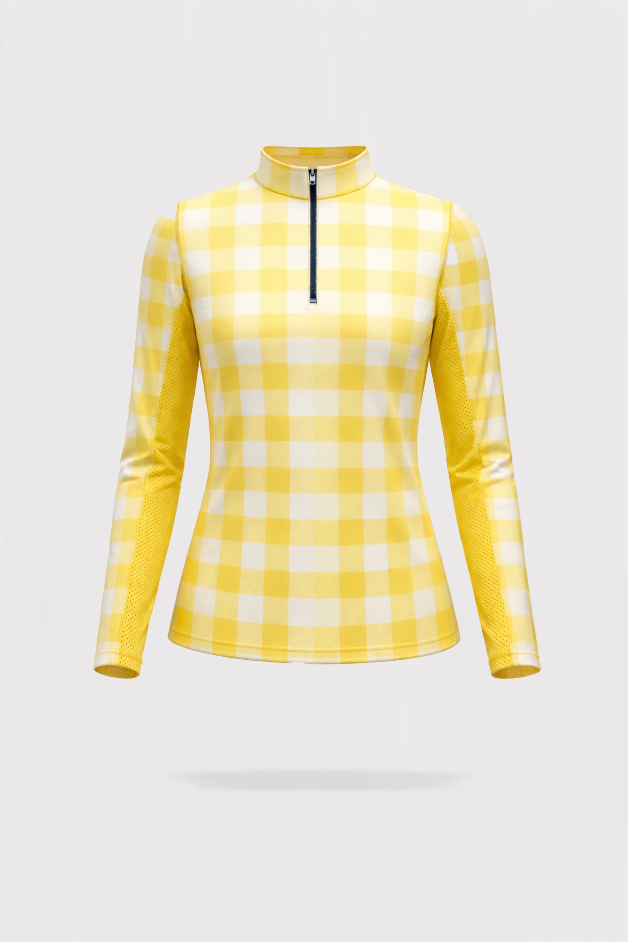 Meringue Long Sleeve Top 1/4 Zip - Yellow Gingham