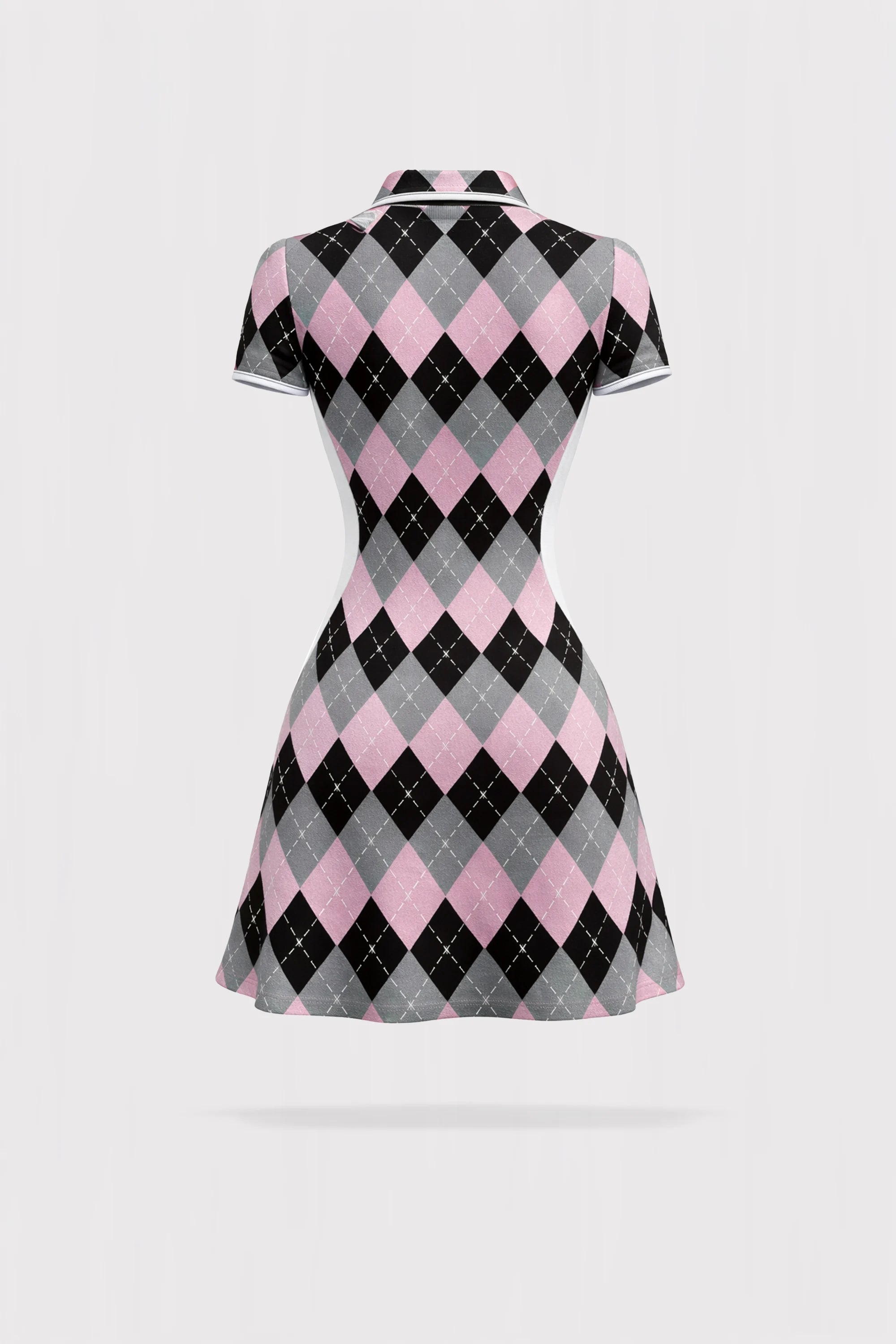 Rosé Short Sleeve Dress - Argyle