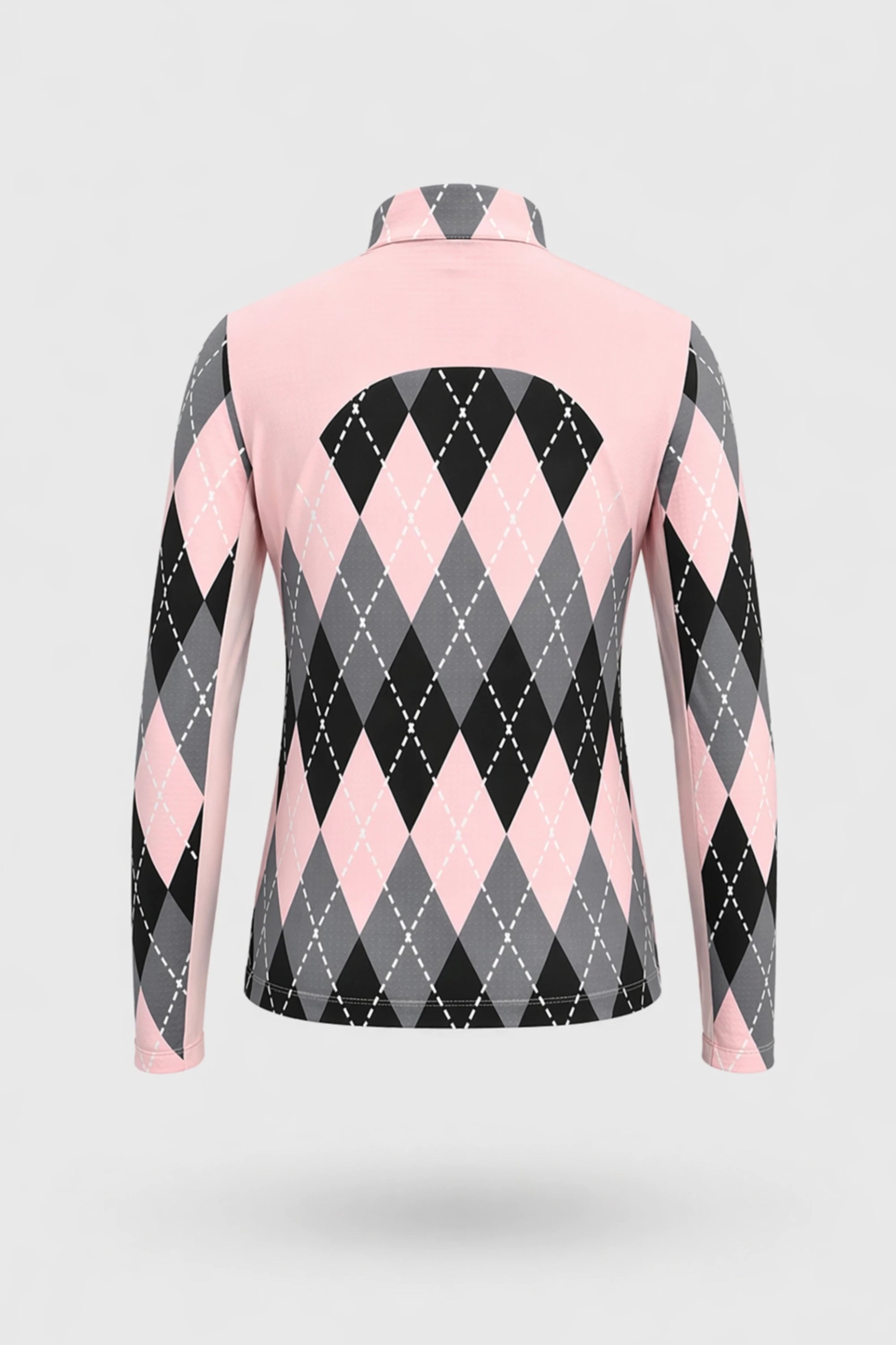 The Long Sleeve Zip Neck Golf Top - Argyle