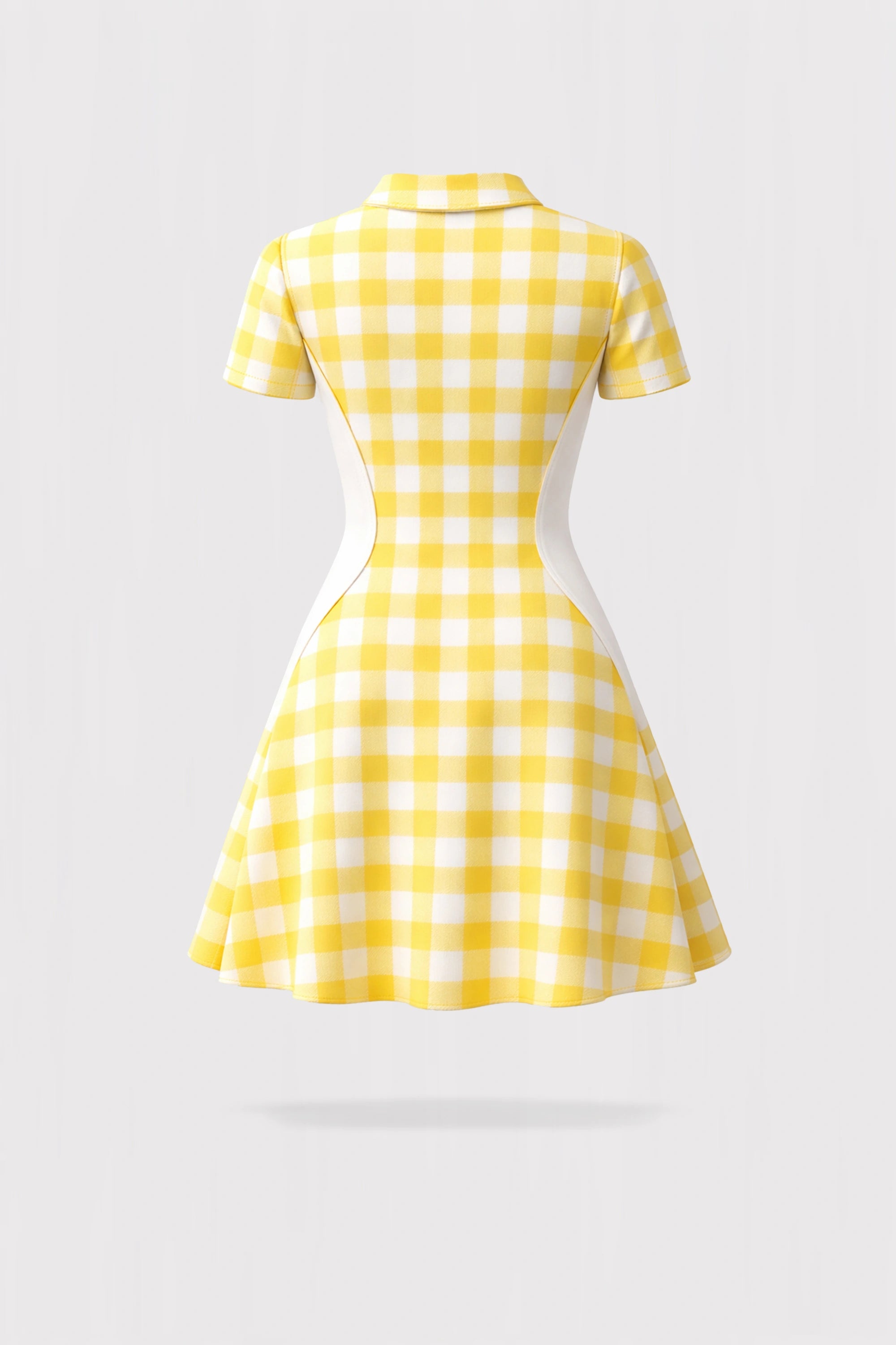 Meringue Short Sleeve Dress - Yellow Gingham