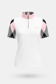 The Contour Zip Neck Top - Argyle