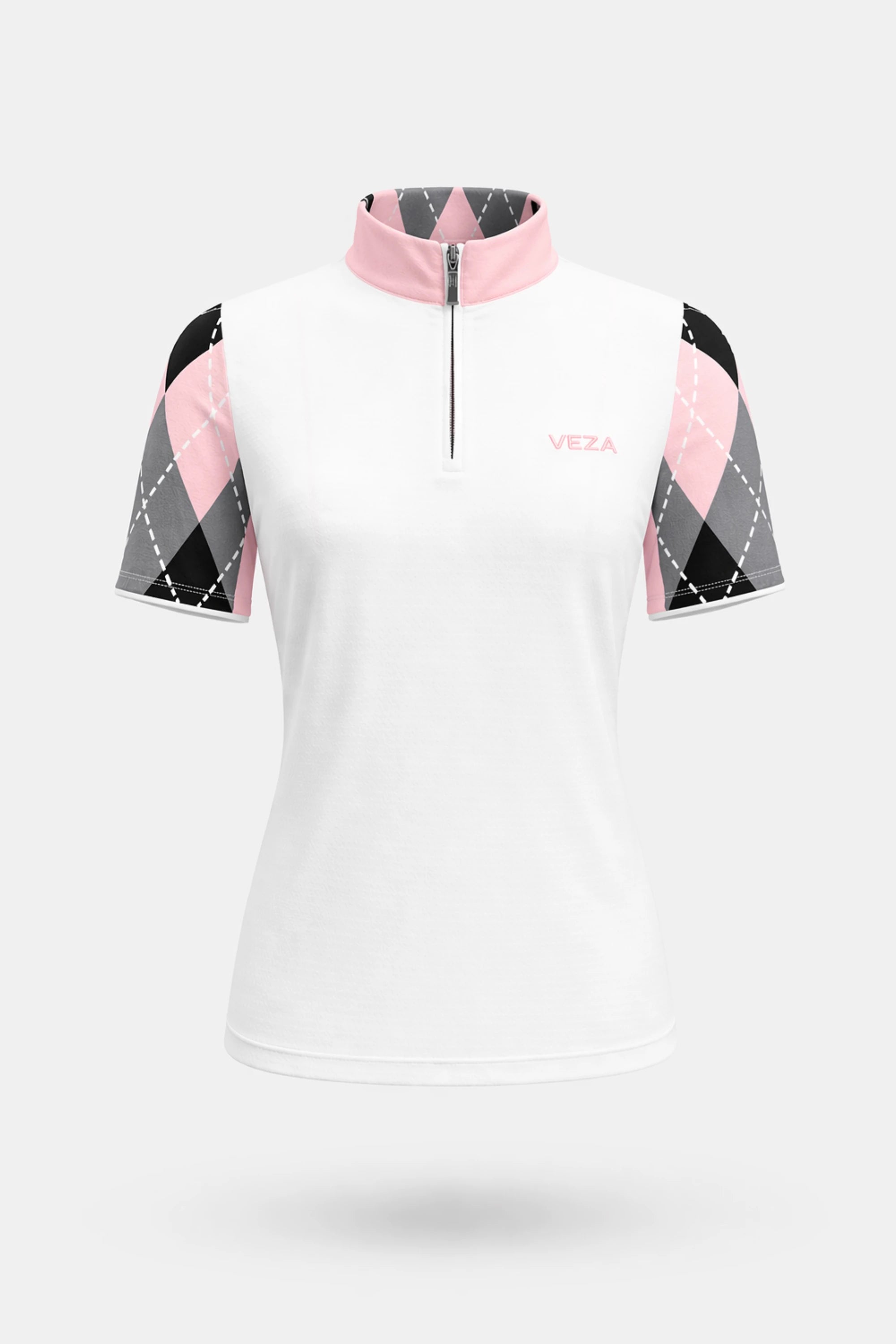The Contour Zip Neck Top - Argyle