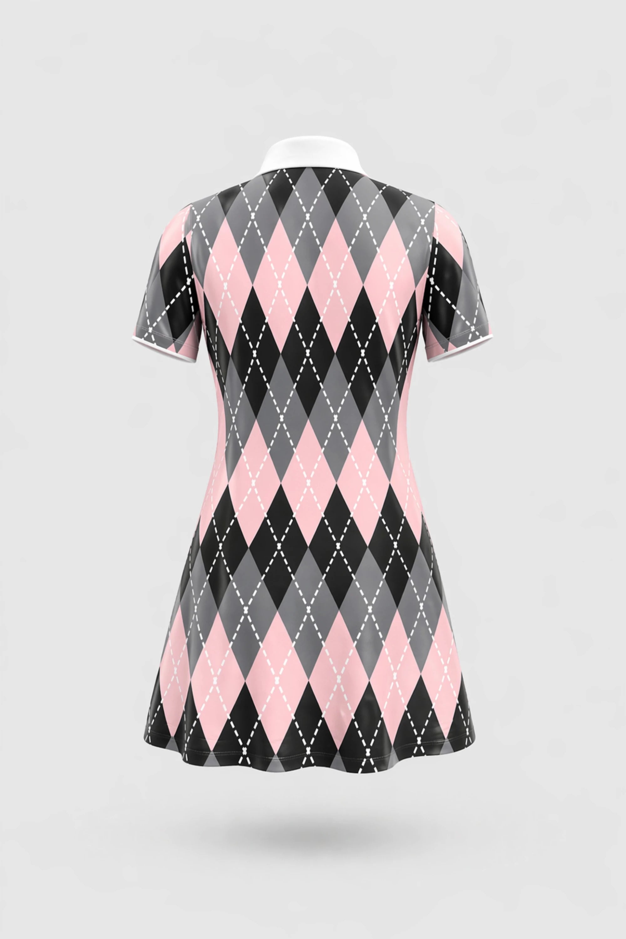 The Contour Zip Polo Golf Dress - Argyle