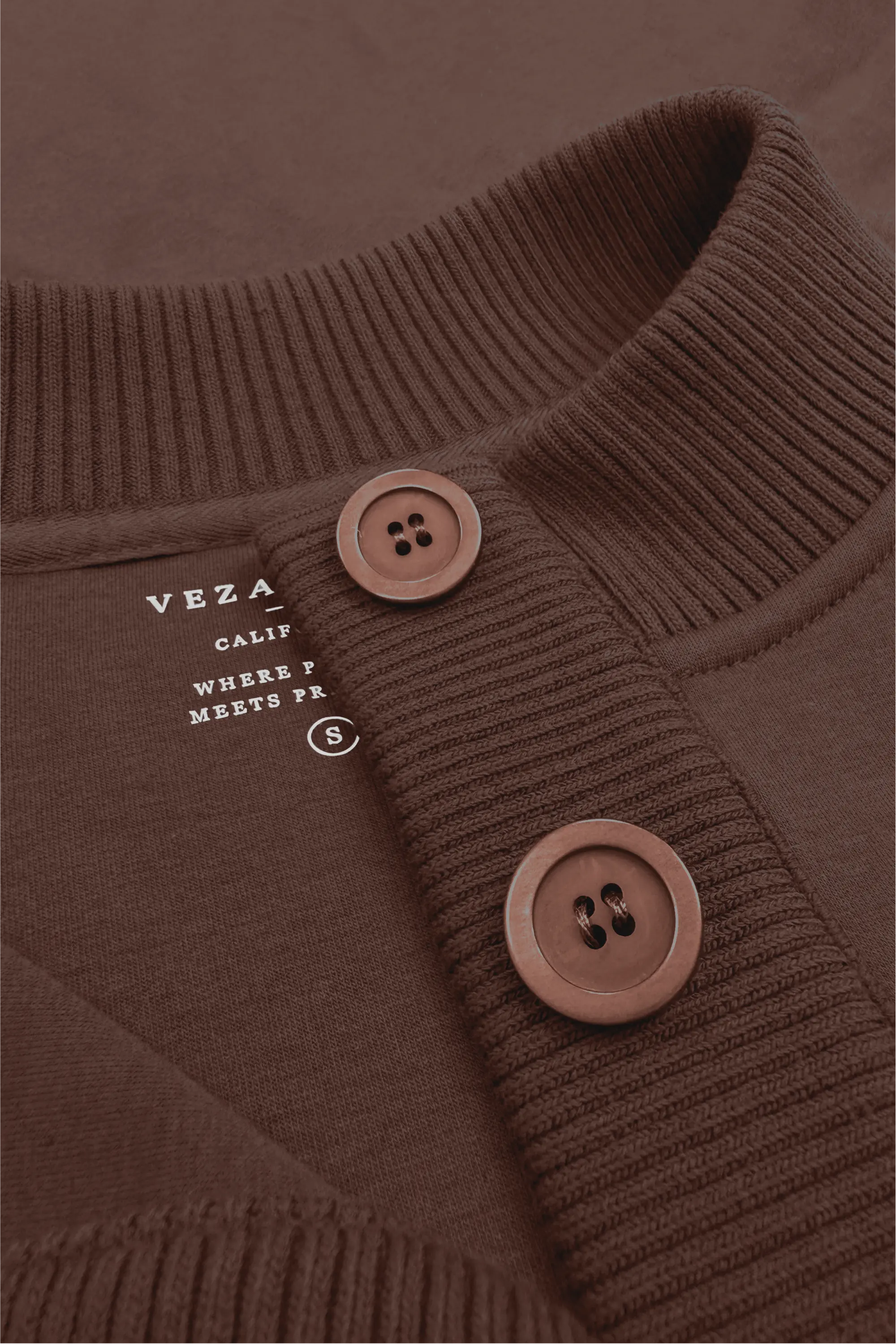 Mock Neck Henley Sweatshirt - Rich Cocoa