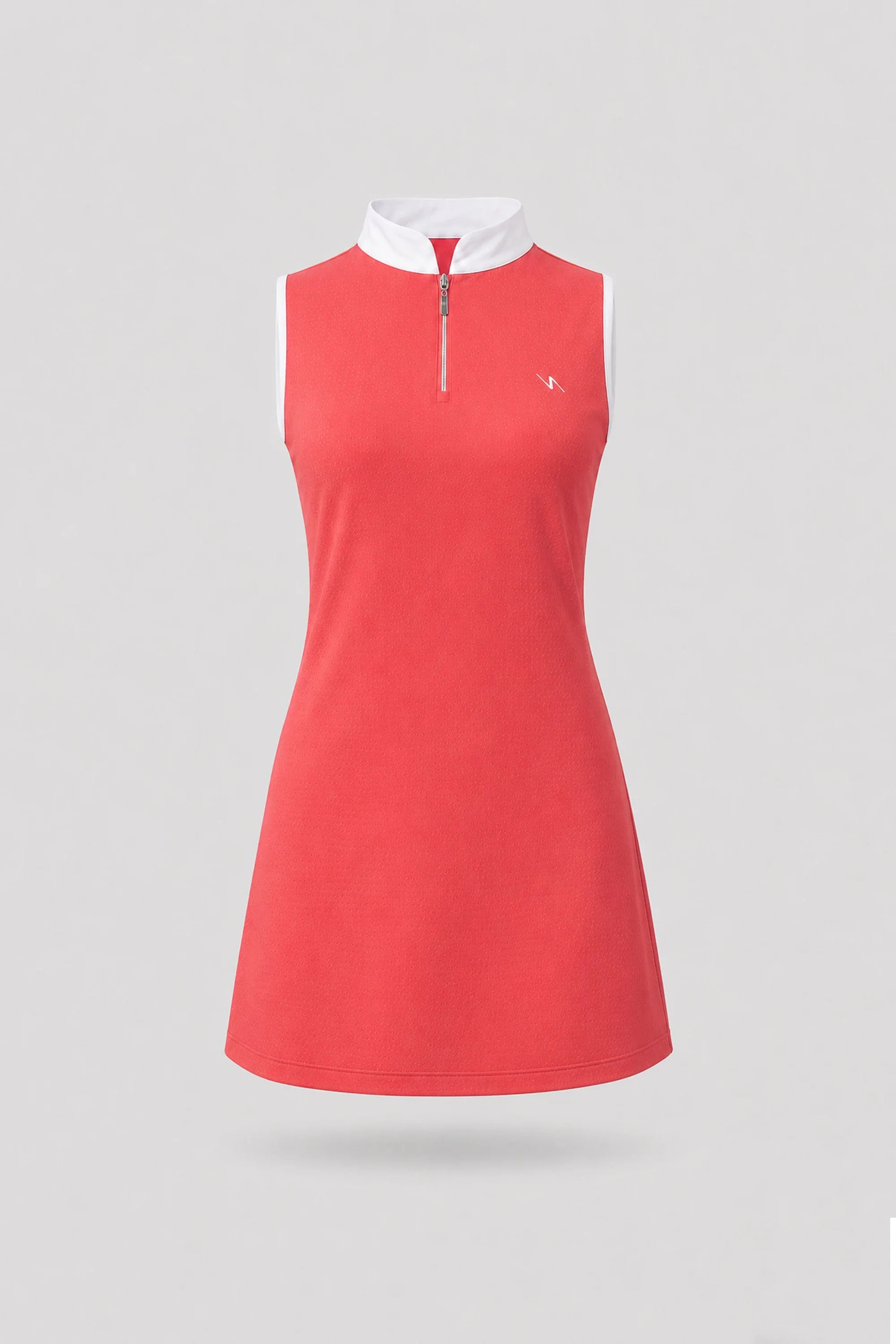 The Sleeveless Zip Golf Dress - Coral Red