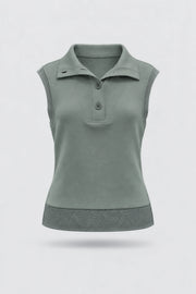 Convertible Collar Golf Vest - Sage Grey