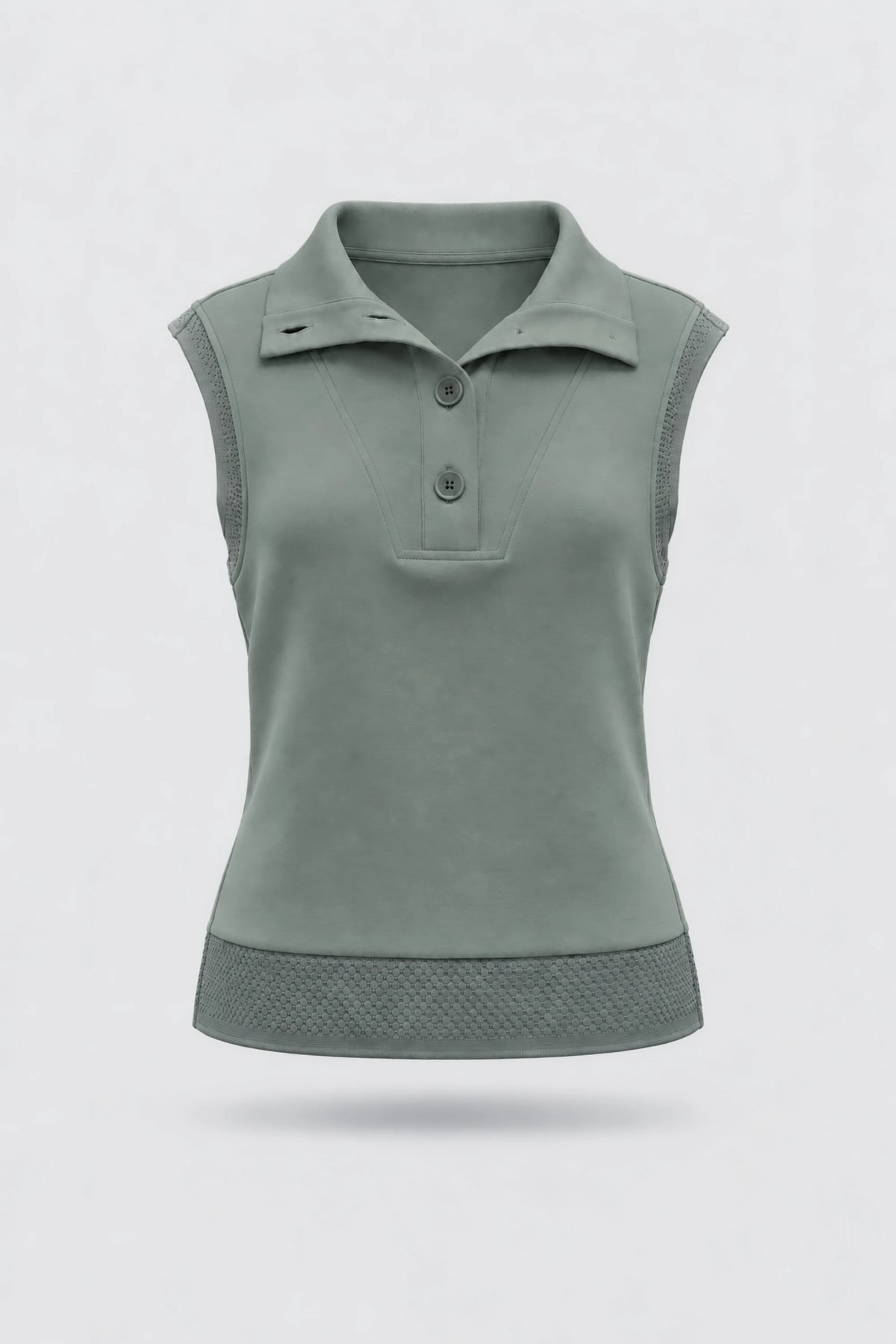 Convertible Collar Golf Vest - Sage Grey