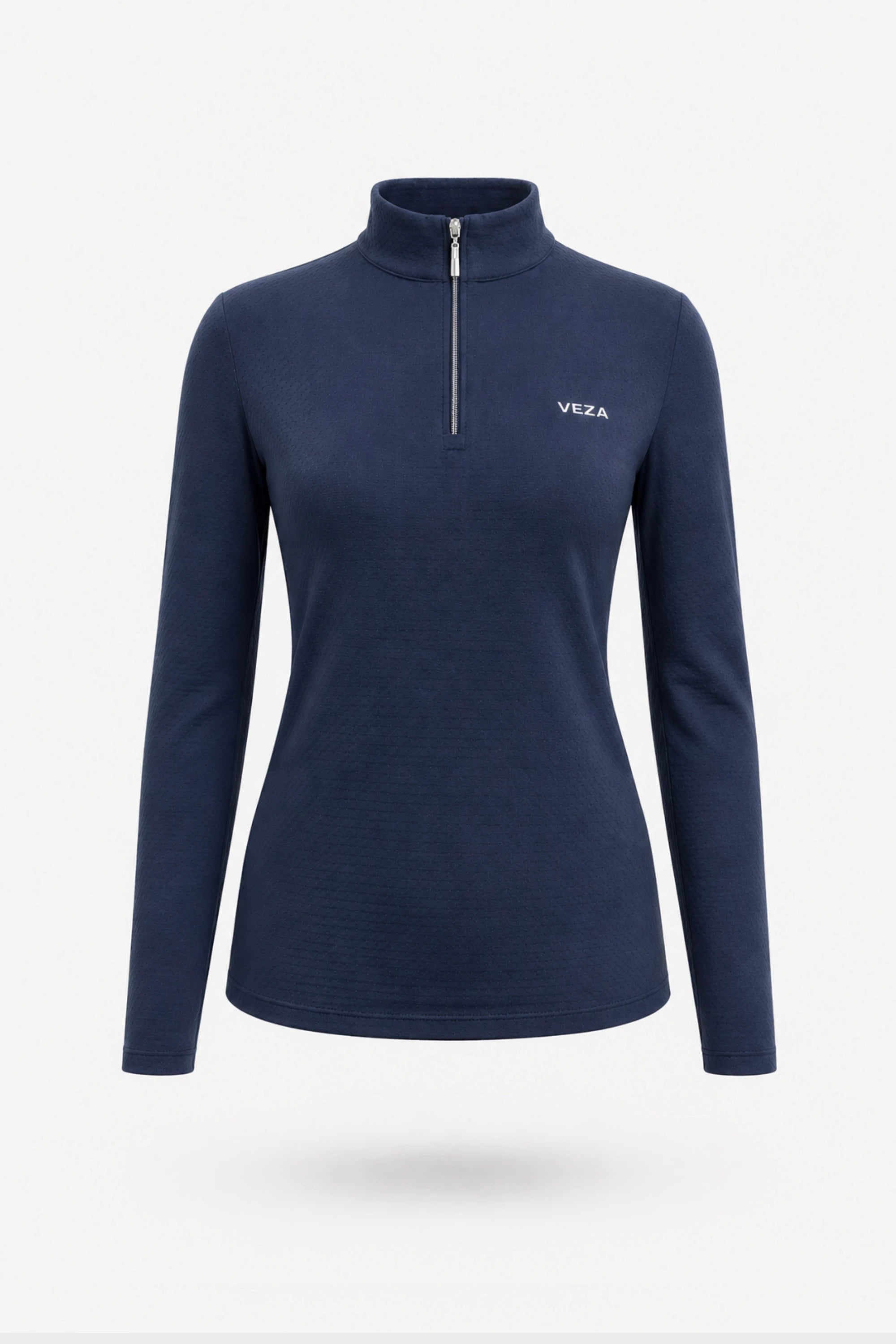 The Long Sleeve Zip Neck Golf Top - Navy