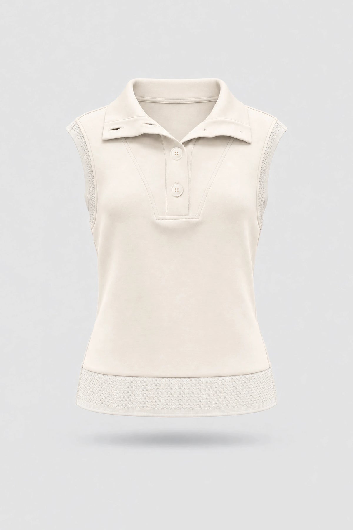 Convertible Collar Golf Vest - Ivory