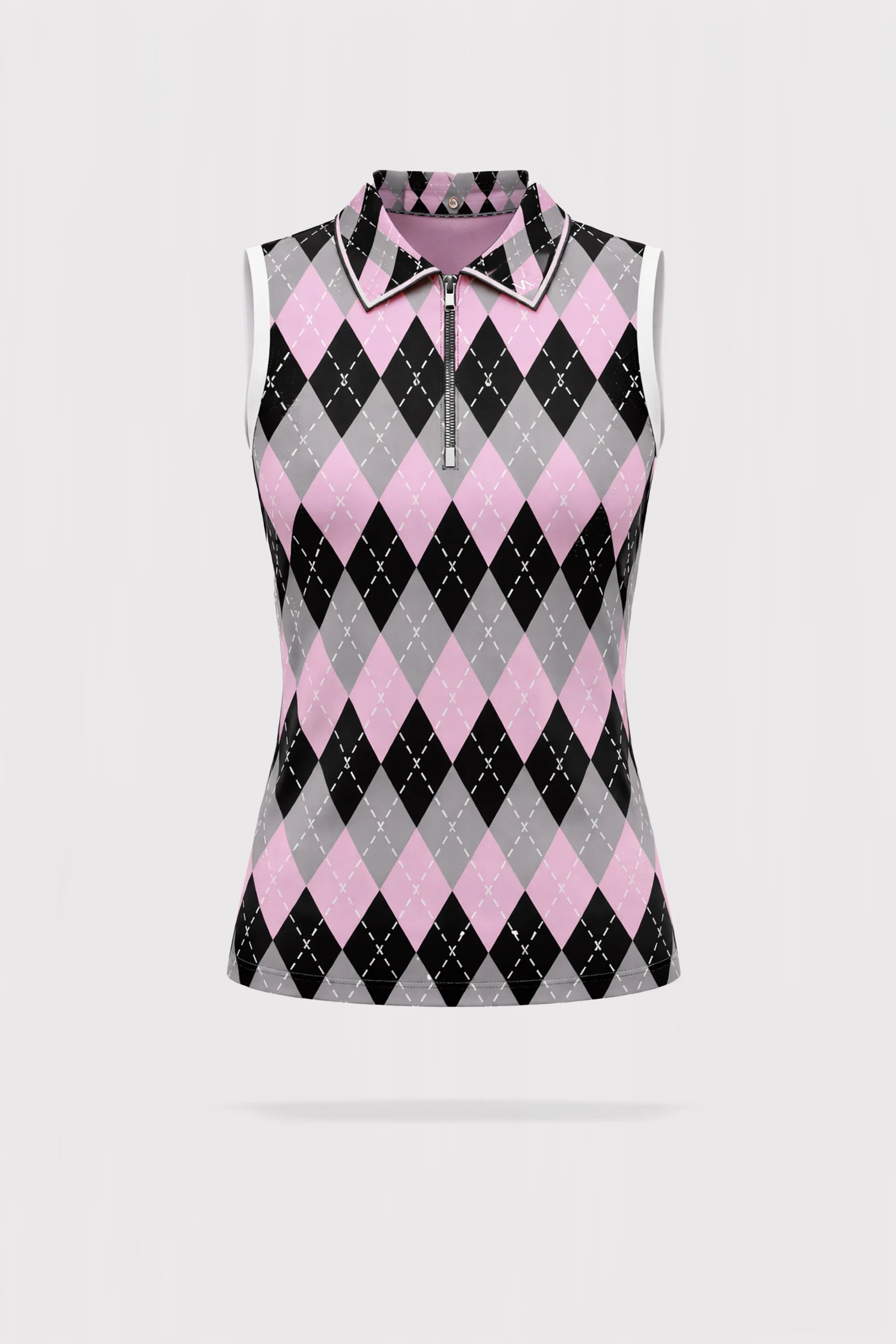 Rosé Sleeveless Polo - Argyle