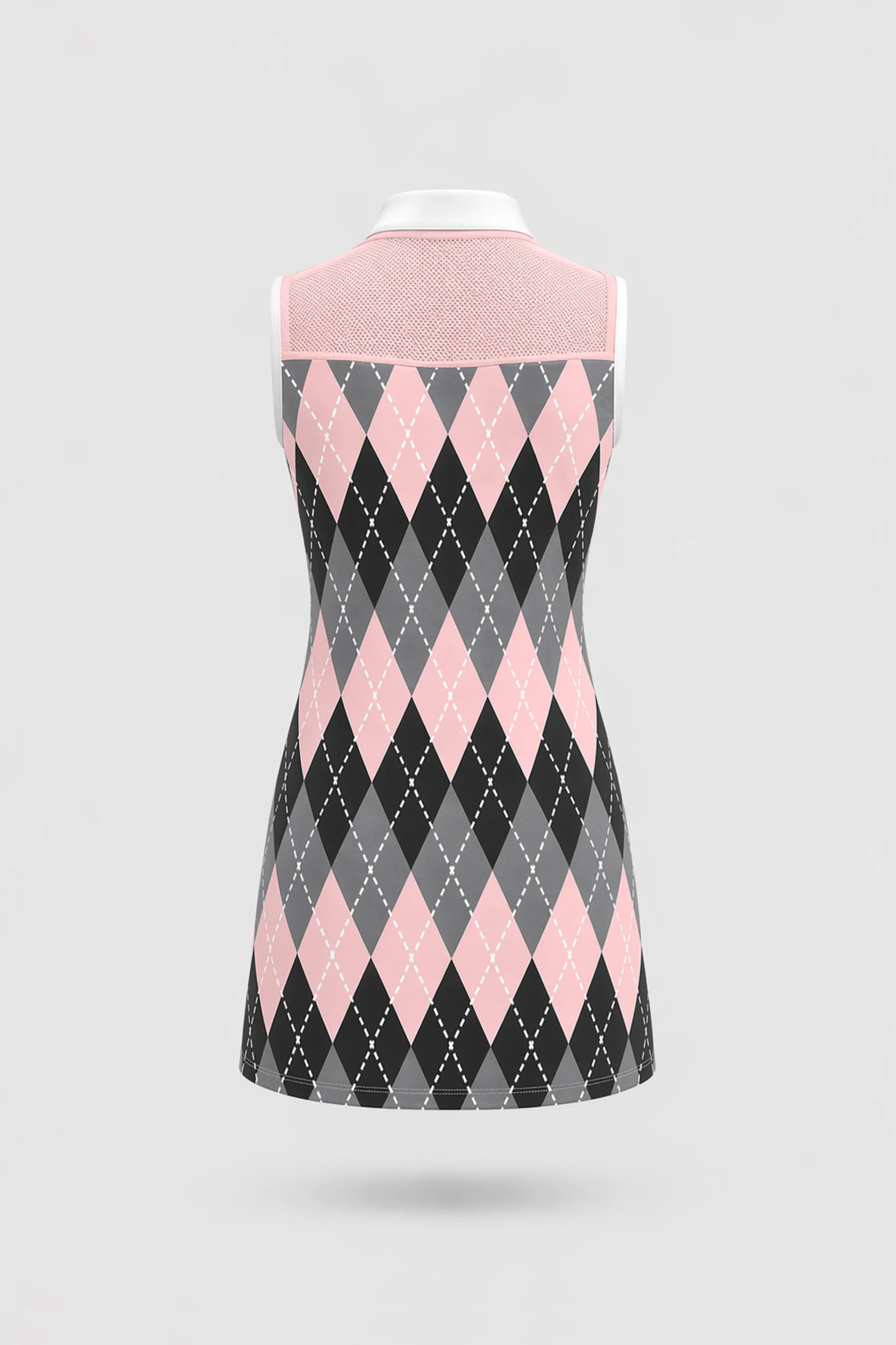 The Sleeveless Zip Golf Dress - Argyle