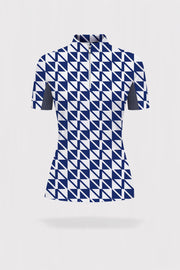 Sapphire Stand Collar Short Sleeve Top Quarter Zip - Signature Blue