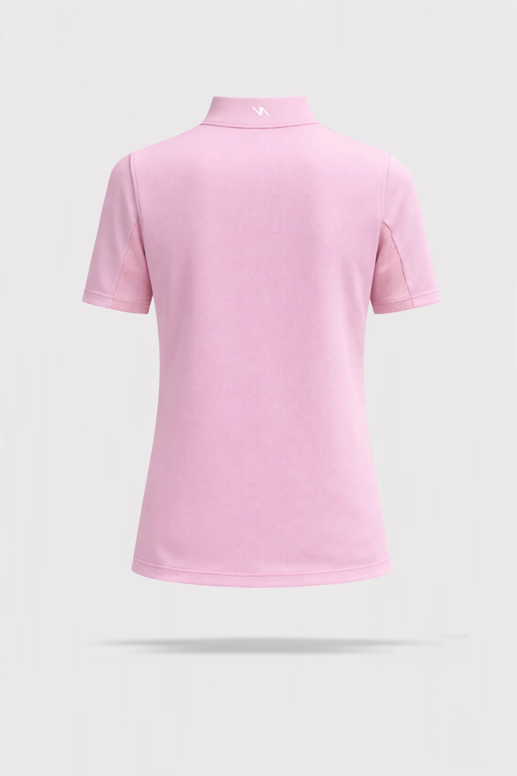 Rosé Stand Collar Short Sleeve Top Quarter Zip - Pink