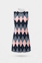 The Sleeveless Zip Golf Dress - Argyle