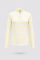 The Long Sleeve Zip Neck Golf Top - Yellow Gingham