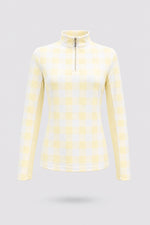 The Long Sleeve Zip Neck Golf Top - Yellow Gingham