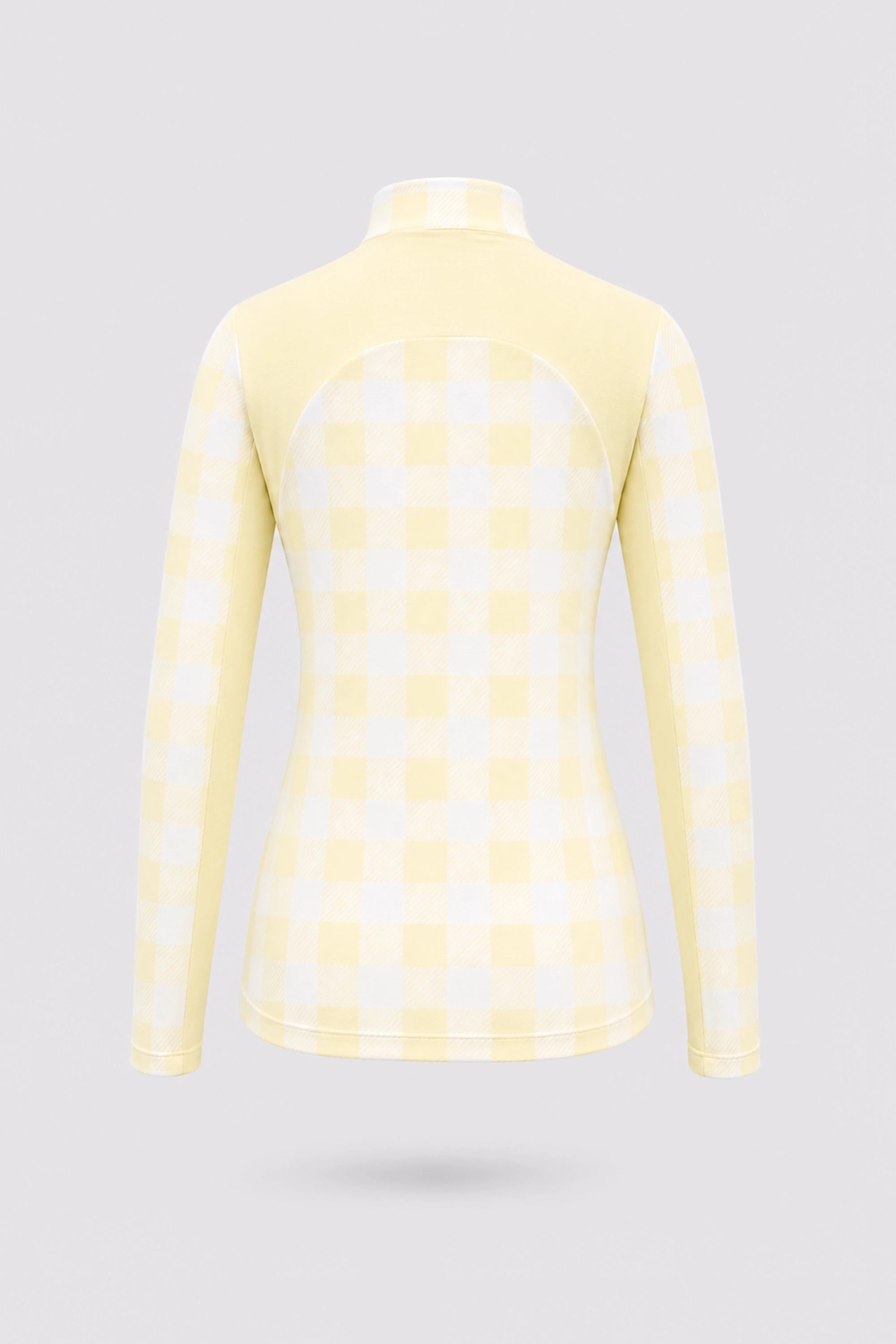 The Long Sleeve Zip Neck Golf Top - Yellow Gingham