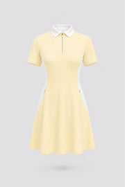 The Contour Zip Polo Golf Dress - Yellow