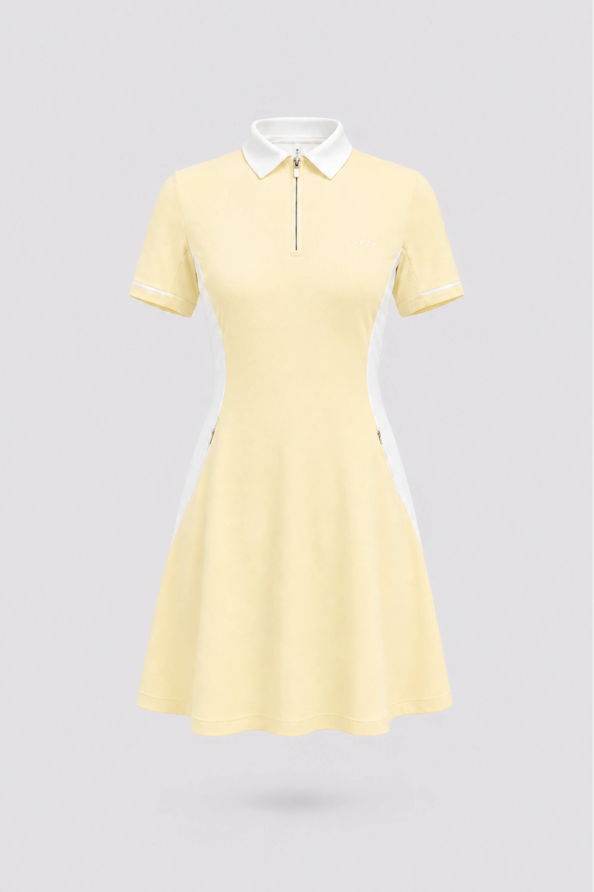 The Contour Zip Polo Golf Dress - Yellow