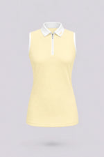 The Sleeveless Zip Neck Golf Polo - Yellow