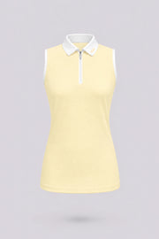 The Sleeveless Zip Neck Golf Polo - Yellow