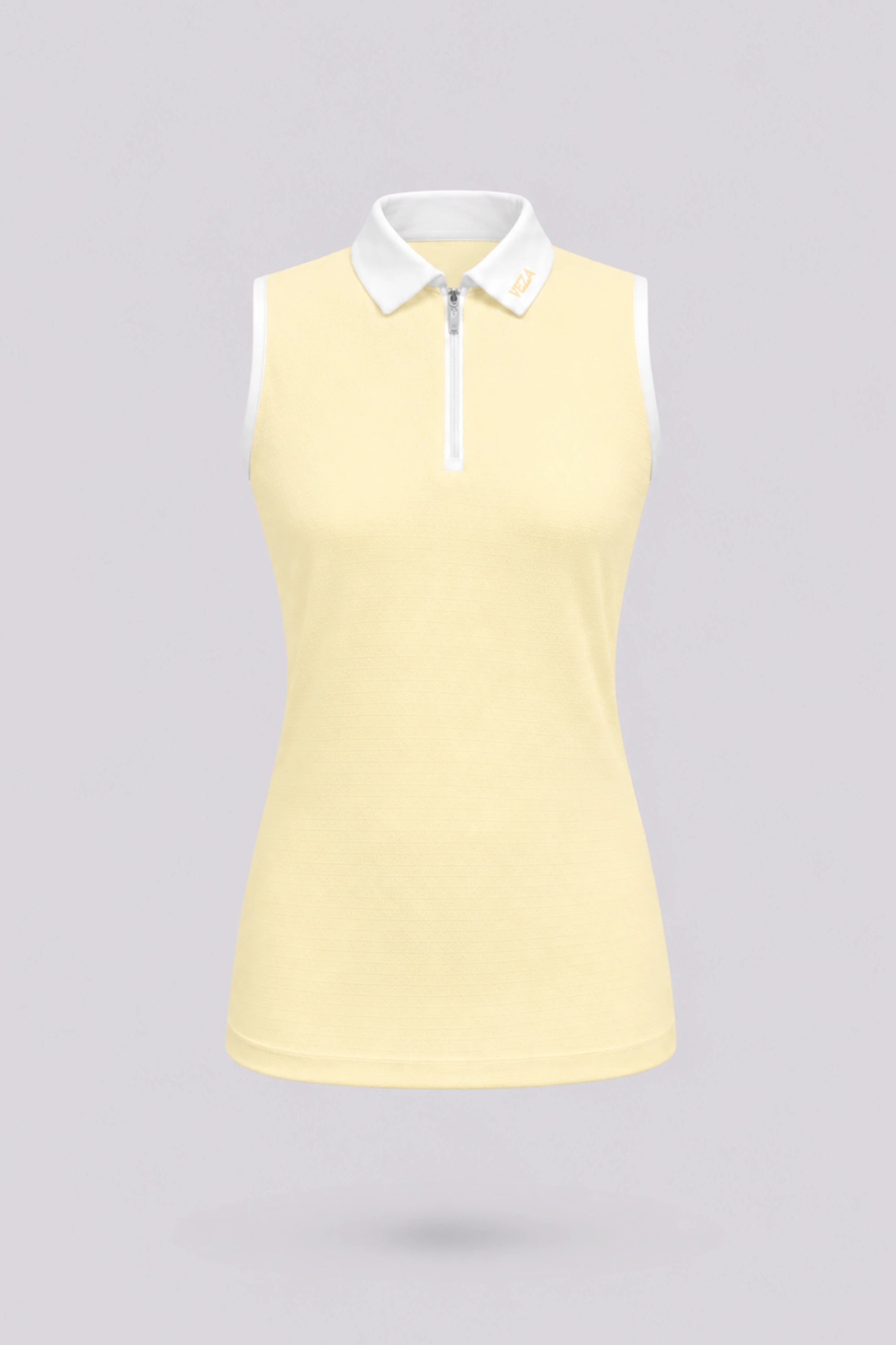 The Sleeveless Zip Neck Golf Polo - Yellow