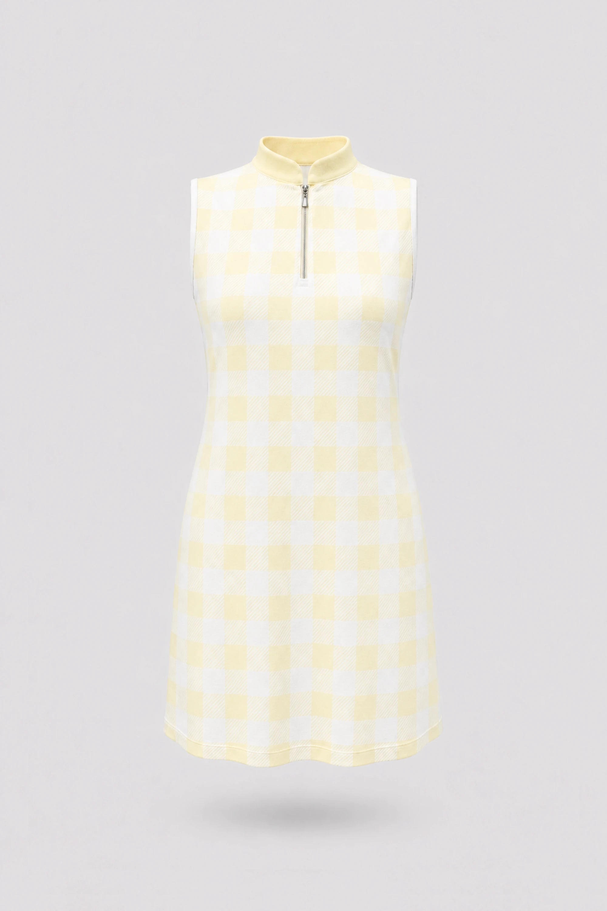 The Sleeveless Zip Golf Dress - Yellow Gingham