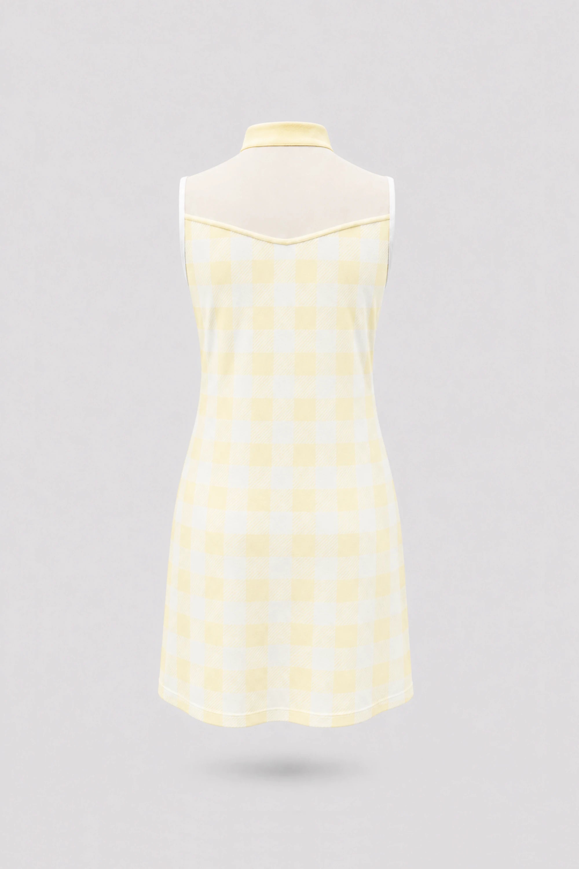 The Sleeveless Zip Golf Dress - Yellow Gingham