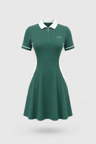 The Contour Zip Polo Golf Dress - Green