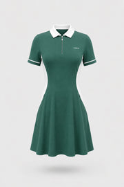 The Contour Zip Polo Golf Dress - Green