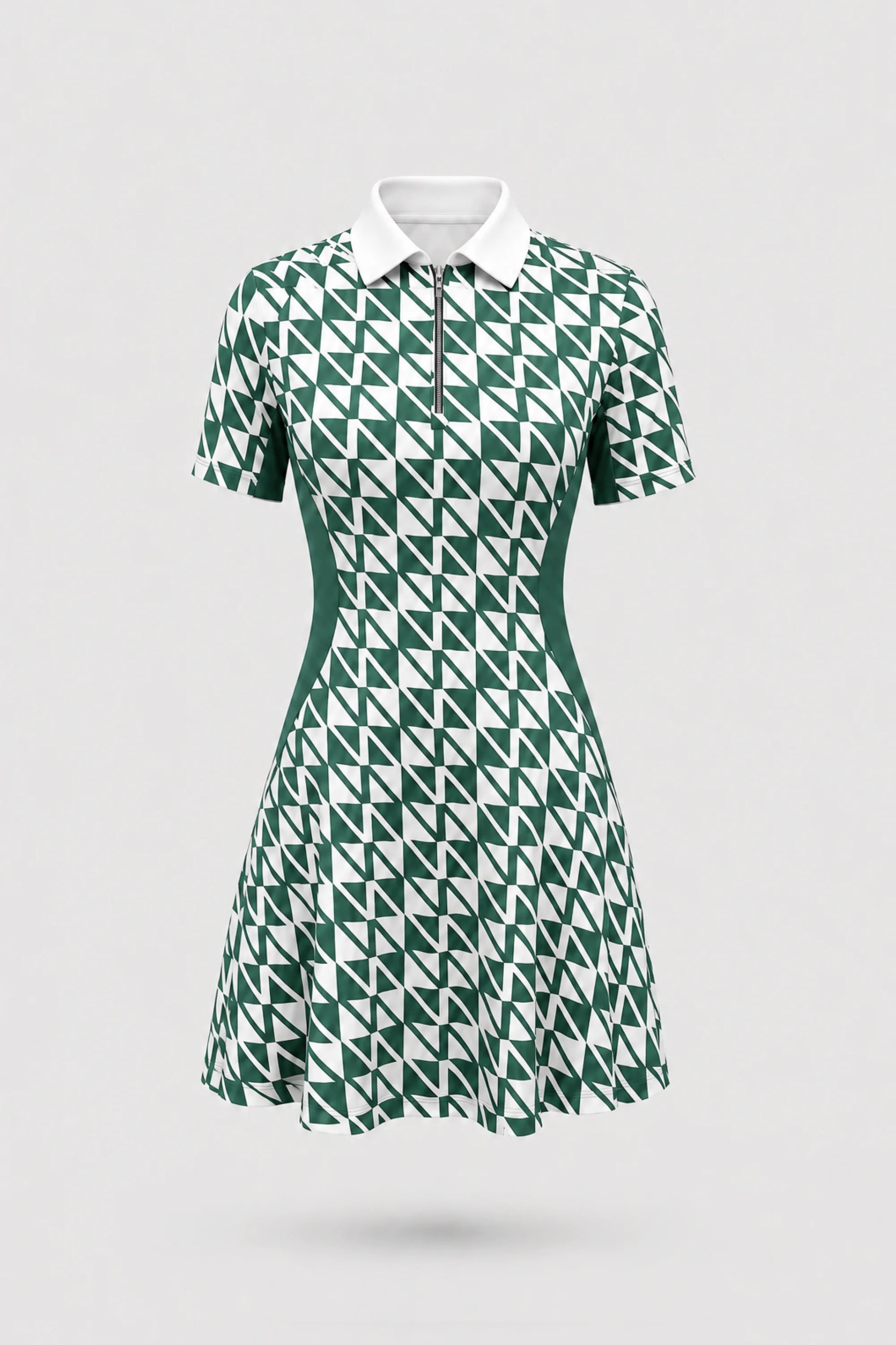 The Contour Zip Polo Golf Dress - Signature Green